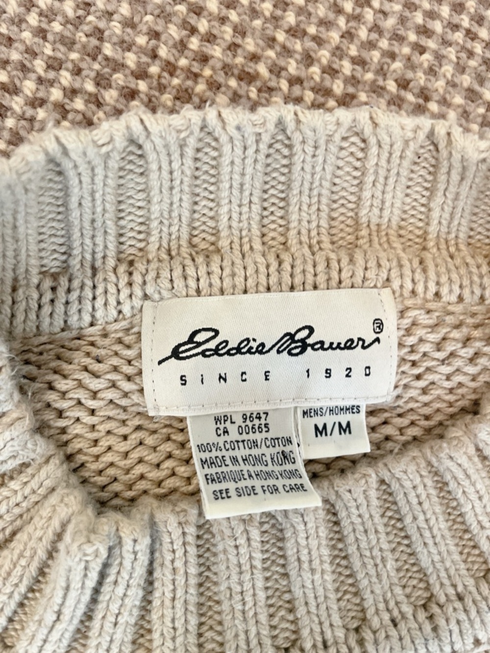 Vintage Eddie Bauer Men’s Fair Isle Nordic Cotton Sweater Navy Cream Size Medium - Picture 4 of 9